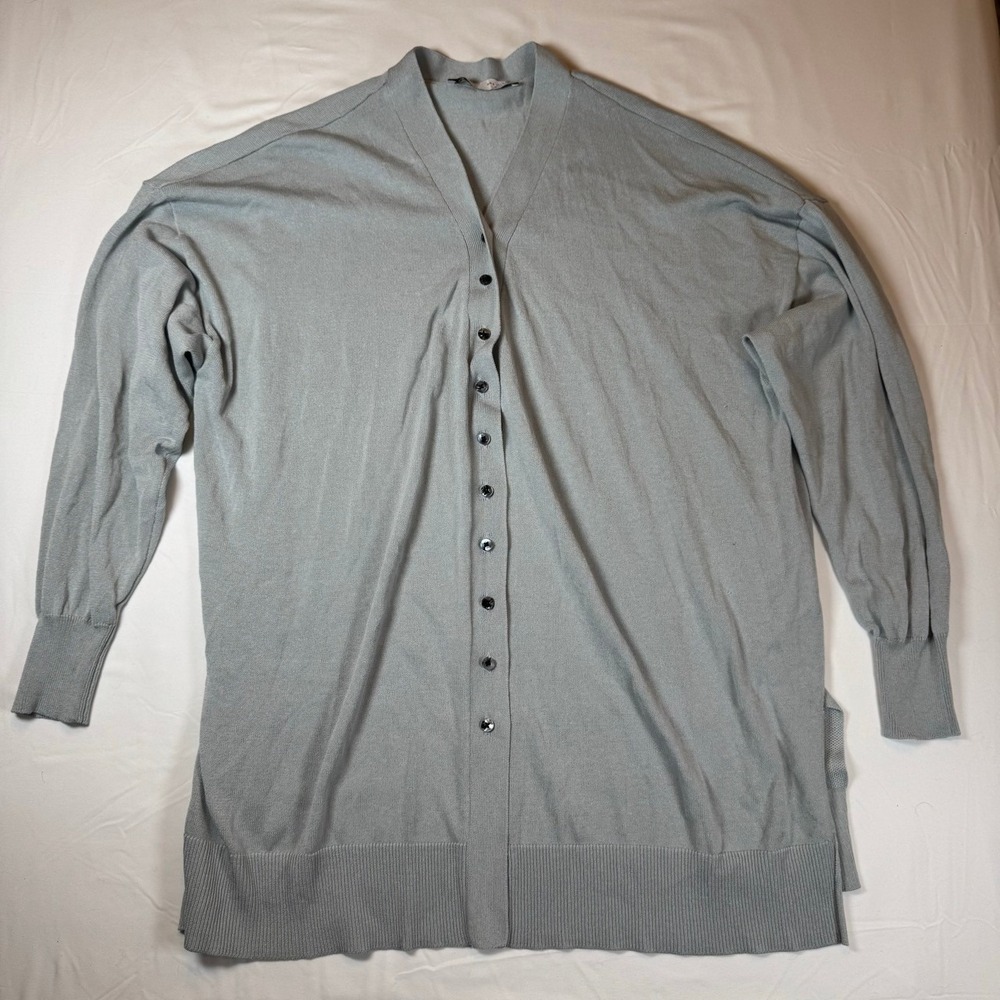 Zara Women's Longline Duster Cardigan Gray Button‎ Down Small Knit